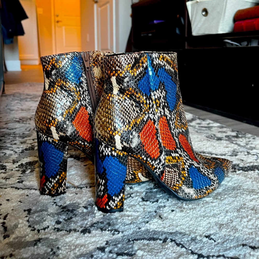 colorful snake skin booties!!
